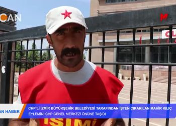İzmir Belediyesinden işten atılan Mahir Kılıç Eylemini CHP Genel Merkezi Önüne Taşıdı