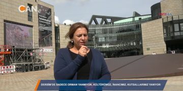 DÜSSELDORF EYALET PARLEMENTOSU ÖNÜNDE PROTESTO : Dersim’de sadece orman yanmıyor, kültürümüz, inancımız, kutsallarımız yanıyor”