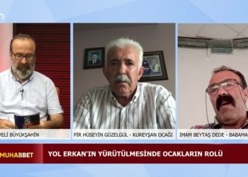 Erka’nın yürütülmesinde ocakların rolü.. Veli Büyükşahin’in sunumuyla Dem-i Muhabbet programı bugünkü konukları Küreysan Ocağı Piri Hüseyin Güzelgül ve Baba Mansur Ocağından İmam Beytaş Dede ile birlikte Can TV’de…