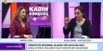 Nergiz Güzel’in hazırlayıp sunduğu Kadın Kürsüsü programının konuğu: -Selda Güneş / Alevi Aktivist ‘Türkiye’de bütünsel olarak yok sayılma hali’ ‘Türkiye’deki inanç ayrımcılığı’ ‘Alevi bektaşi kültür ve cemevi başkanlığı’nın kurulması’