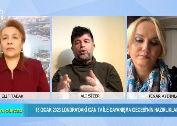 13 Ocak 2023 Londra’daki Can Tv ile Dayanışma Gecesi’nin Hazırlıkları, Elif Tabak ile Britanya Güncesi. Konuklar: Ali Sizer, Pınar Aydınlar.