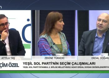 Atilla Taş’ın sunduğu Seçim Özel programının konukları * Erdal Doğan Yeşil Sol Parti İstanbul 2. Bölge Milletvekili Adayı * Zekine Türkeri Yeşil Sol Parti İstanbul 1. Bölge Milletvekili Adayı..