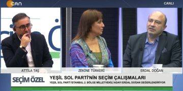 Atilla Taş’ın sunduğu Seçim Özel programının konukları * Erdal Doğan Yeşil Sol Parti İstanbul 2. Bölge Milletvekili Adayı * Zekine Türkeri Yeşil Sol Parti İstanbul 1. Bölge Milletvekili Adayı..