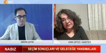 Abidin Çetin’in sunduğu Nabız programının bu haftaki konukları: *Gazeteciler Esra Çiftçi ve Vecdi Erbay. Seçim sonuçları üzerine değerlendirmelerin yapılacağı Nabız programı Can Tv’de