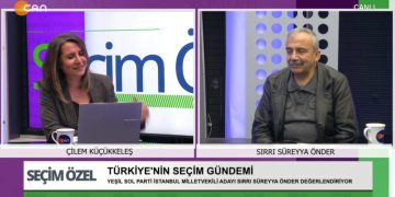 Çilem Küçükkeleş’in hazırlayıp sunduğu Seçim Özel programının bu haftaki konukları *Yeşil Sol Parti Adayları *Sırrı Süreyya Önder ve *Ali Kenanoğlu. (1bölüm)
