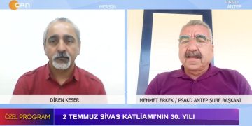2 Temmuz Sivas Madımak Katliamı’nın 30. Yılı – Unutmadık Unutmayaçağız, Diren Keser ile Özel Program Can Tv’de. Konuk: Mehmet Erkek.