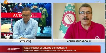 Attilâ Taş ile Açık Kayıt’ın 13 Haziran Salı günü konuğu:
-DİSK Genel Sekreteri -Adnan Serdaroğlu.
-Öğrenci Veli Derneği Genel Başkanı -Ömer Yılmaz
-Asgari ücret görüşmeleri ve ekonomik gelişmelerin emekçi üzerindeki etkisi.
-ÇEDES projesi nedir? Velilerin eğitim sistemine dair endişeleri
