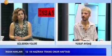 Gülseren Yoleri’nin hazırlayıp sunduğu İnsan Hakları programının bu haftaki konuğu: İstanbul Trans Onur Haftası Aktivisti -Yusuf Aydaş Konular: -12 – 18 Haziran onur haftası. -Seçim sonrası iktidarın LGBTİ+lara yönelik politikaları. Translar ve LGBTİ’ler ne talep ediyor.