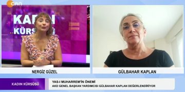 KADIN KÜRSÜSÜ
-Yas-ı Muharremin Önemi
-İktidarın Asimilasyon Politikaları
-Okullara İmam Atanması: ÇEDES 
Nergiz Güzel ile Kadın Kürsüsü’nün bu haftaki konuğu:
AKD Genel Başkan Yardımcısı – Gülbahar Kaplan