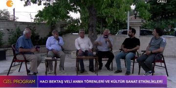 ”34. Hacı Bektaş Veli Anma Etkinlikleri” İbrahim Karakaya’nın sunumuyla Özel Program’ın konukları -Cuma Erçe – PSAKD Genel Başkanı -Zeynel Abidin Koç – ADFE Genel Başkanı -Turan Eser – Araştırmacı/ Yazar -Mustafa Özcivan – HBKD Başkanı