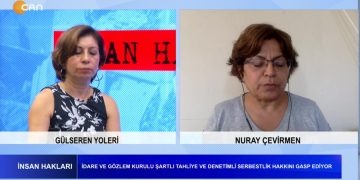 Gülseren Yoleri’nin hazırlayıp sunduğu İnsan Hakları programının bu haftaki konuğu: -İHD Hapishane Komisyonu Eş Sözcüsü -Nuray Çevirmen -İdare Ve Gözlem Kurulu Şartlı Tahliye Ve Denetimli Serbestlik Hakkını Gasp Ediyor