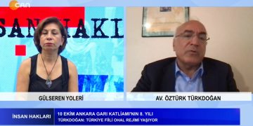 Gülseren Yoleri’nin hazırlayıp sunduğu İnsan Hakları programının bu haftaki konuğu: Avukat -Öztürk Türkdoğan -10 Ekim Ankara Garı Katliamı’nın 8. Yılı -Dünya Savaş Gündemi Ve Hak İhlalleri