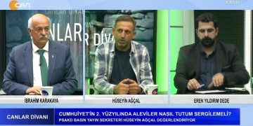İbrahim Karakaya’nın sunduğu Canlar Divanı programının bu akşamki konukları Okmeydanı Cemevi Dedesi Eren Yıldırım ve PSAKD Basın Yayın Sekreteri Hüseyin Ağçal – Cumhuriyet’in 2. yüzyılında Alevilerin talepleri ve mücadelesi – Cumhuriyet’in eğitim politikaları ve laik eğitim