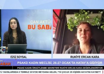 Ezgi Soysal’ın sunduğu Can Aktüel Bu Sabah programının bugünkü konuğu PSAKD Kadın Örgütlenme Sekreteri Rukiye Ercan Kara