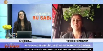 Ezgi Soysal’ın sunduğu Can Aktüel Bu Sabah programının bugünkü konuğu PSAKD Kadın Örgütlenme Sekreteri Rukiye Ercan Kara