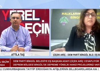 Attila Taş’ın Sunduğu Yerel Seçim 2024 Programının Bugünkü Konukları: – DEM Parti Bingöl Belediyesi Eş Başkan Adayı Çiçek Ariç, – DEM Parti Karlıova Belediyesi Eş Başkan Adayı Zühre Eroğlu.