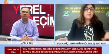 Attila Taş’ın Sunduğu Yerel Seçim 2024 Programının Bugünkü Konukları: – DEM Parti Bingöl Belediyesi Eş Başkan Adayı Çiçek Ariç, – DEM Parti Karlıova Belediyesi Eş Başkan Adayı Zühre Eroğlu.