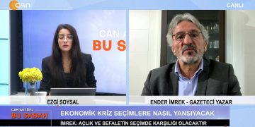 Ezgi Soysal’ın sunduğu Can Aktüel Bu Sabah programının bugünkü konuğu: Gazeteci Yazar Ender İmrek.