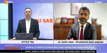 Attilâ Taş’ın sunumuyla Can Aktüel Bu Sabah’ın konukları Diyarbakır Baro Başkanı Av. Nahit Eren ve Kesk Eş Genel Başkanı Ayfer Koçak. 2 Bölüm