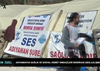 Adıyaman’da  Sağlık ve Sosyal Hizmet Emekçileri Sendikası (SES) Çalışanları.