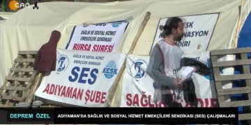 Adıyaman’da  Sağlık ve Sosyal Hizmet Emekçileri Sendikası (SES) Çalışanları.