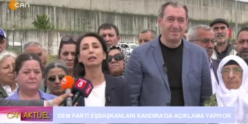 DEM PARTİ EŞ GENEL BAŞKANLARI HATİMOĞULLARI VE BAKIRHAN FİGEN YÜKSEKDAĞ’I ZİYARET SONRASI KANDIRA CEZAEVİ ÖNÜNDE AÇIKLAMA YAPIYOR