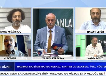 Madımak Katliamı Hafıza Merkezi Tanıtımı ve Özel Gösterimi – İbrahim Karakaya’nın sunduğu Canlar Divanı programının konukları ADFE Genel Başkanı Zeynel Abidin Koç, ABF Basın Sekreteri Aydın Deniz, AABK Madımak Hafıza Merkezi’nden Ali Çağan, Britanya AF-YK Üyesi Maksut Demir
