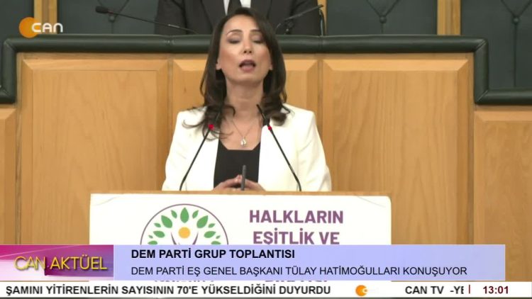 DEM Parti Grup Toplantısı, DEM Parti  Eş Genel Başkanı Tülay Hatimoğullar konuşuyor.