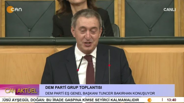 DEM Parti Grup Toplantısı, DEM Parti Eş Genel Başkanı Tuncer Bakırhan konuşuyor. 2