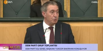 DEM Parti Grup Toplantısı, DEM Parti Eş Genel Başkanı Tuncer Bakırhan konuşuyor.