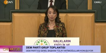 DEM Parti Grup Toplantısı, DEM Parti Eş Genel Başkanı Tülay Hatimoğulları konuşuyor..