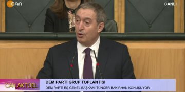 DEM Parti Grup Toplantısı, DEM Parti Eş Genel Başkanı Tuncer Bakırhan konuşuyor..