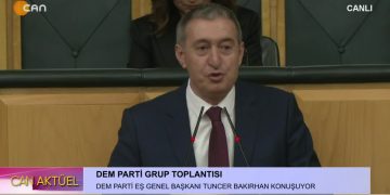 DEM Parti Grup Toplantısı, DEM Parti Eş Genel Başkanı Tuncer Bakırhan konuşuyor..