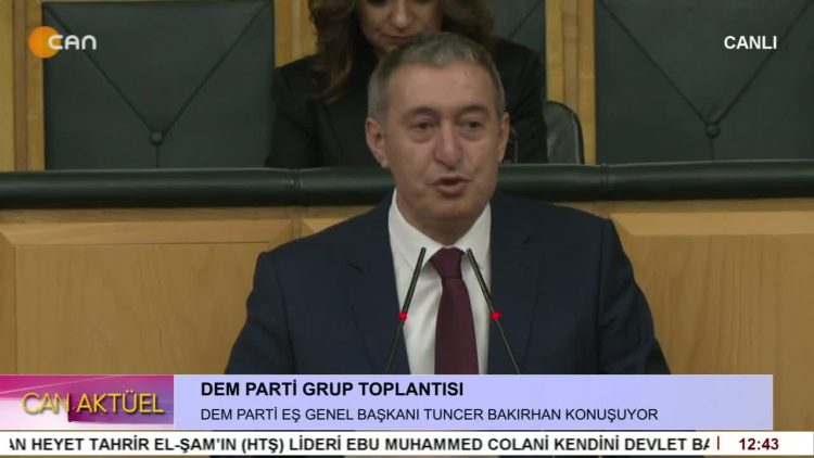 DEM Parti Grup Toplantısı, DEM Parti Eş Genel Başkanı Tuncer Bakırhan konuşuyor..