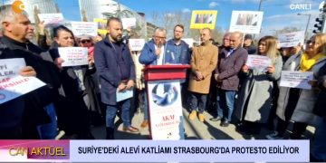 Aleviler Strasbourg’ta Suriye’deki Alevi Katliamını Protesto Ediyor
