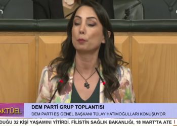 DEM Parti Grup Toplantısı, DEM Parti Eş Genel Başkanı Tülay Hatimoğulları konuşuyor..