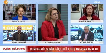 Demokratik Suriye Güçleri Ve HTŞ Anlaşma İmzaladı – Suriye’de Yaşanan Alevi Katliamı – Elif Sonzamancı İle Bizim Gündem Programının Konukları Araştırmacı Yazar Hamide Rencüs, Alevi Aktivist Nidar Hawari, Gazeteciler Nilgün Mete Ve Cemal Turan