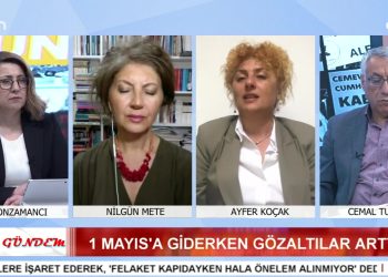 1 Mayıs’a Giderken Gözaltılar Arttı. – Elif Sonzamancı’nın sunduğu Bizim Gündem’in konukları KESK Eşbaşkanı Ayfer Koçak, Yazar-Belgeselci Kazım Gündoğan, Gazeteci Nilgün Mete ve Cemal Turan.