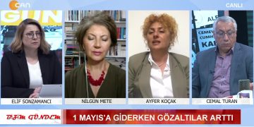 1 Mayıs’a Giderken Gözaltılar Arttı. – Elif Sonzamancı’nın sunduğu Bizim Gündem’in konukları KESK Eşbaşkanı Ayfer Koçak, Yazar-Belgeselci Kazım Gündoğan, Gazeteci Nilgün Mete ve Cemal Turan.