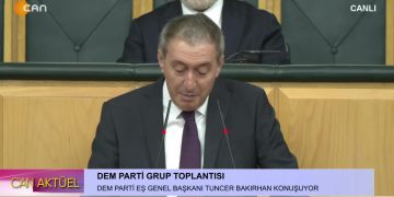 DEM Parti Grup Toplantısı, DEM Parti Eş Genel Başkanı Tuncer Bakırhan konuşuyor..
