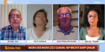 – MADRA DAĞI MADRA ÇÖLÜ OLMASIN, HEP BİRLİKTE SAHİP ÇIKALIM
– Zeynel Gül İle Sözün Özü Programının Konukları Rejisöz, Senarist Ve Film Yapımcısı Gülsel Özkan, Avukat Filiz Sonsuz Ve Ekoloji Birliği Eş Sözcüsü Süleyman Eryılmaz