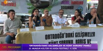 ‘Ortadoğu’daki Gelişmeler, Kürt Sorunu, Barış ve Demokratik Çözümü’ Paneli 23. Munzur Kültür ve Doğa Festivali kapsamında CAN TV programcısı Ergin Doğru moderatörlüğünde ‘Ortadoğu’daki Gelişmeler, Kürt Sorunu, Barış ve Demokratik Çözümü’ konulu panel düzenleniyor.