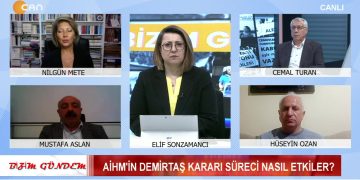 BİZİM GÜNDEM – 04.11.2025
SUNUCU: ELİF SONZAMANCI 
– AİHM’İN DEMİRTAŞ KARARI SÜRECİ NASIL ETKİLER? 
– DEVLETE YAKIN ALEVİ KURUMLARININ RAPORU ASİMİLASYON MU, ÇÖZÜM MÜ? 
KONUKLAR:
CEMAL TURAN – GAZETECİ,
NİLGÜN METE – GAZETECİ,
HÜSEYİN OZAN, 
MUSTAFA ASLAN.