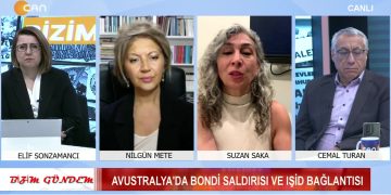 SUNUCU:  ELİF SONZAMANCI, 
1 – AVUSTRALYA’DA BONDİ SALDIRISI VE ŞİDDET BAĞLANTISI, 
2 – ALEVİLERE YÖNELİK KATLİAM POLİTİKALARI, 
3 – ALEVİLERİN KUTSALLARI VE DEVLETİN EĞİTİM GELENEĞİ, 
KONUKLAR
 CEMAL TURAN (GAZETECİ),
 NİLGÜN METE (GAZETECİ),
 SUZAN SAKA (AVUSTRALYA ALEVİ FEDERA